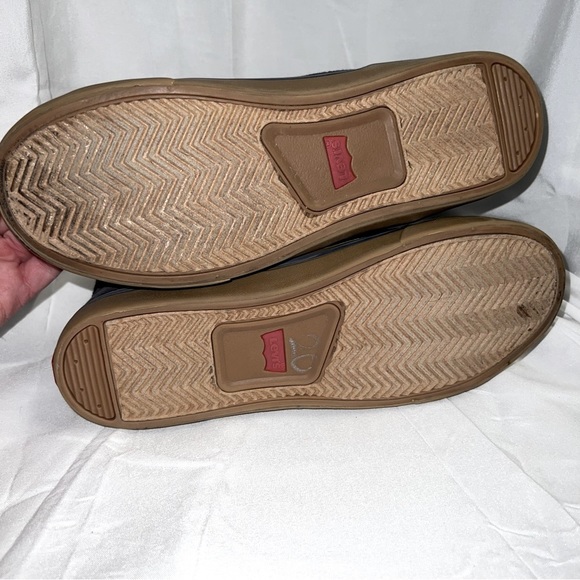 LEVI'S High Top Blue Denim Sneakers Men’s Size 6 Canvas & Tan Leather Levi LOGO - Picture 7 of 12